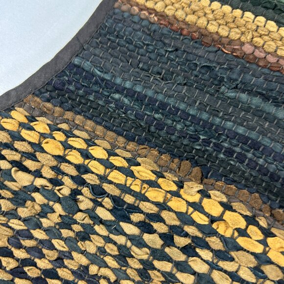 Vintage A.J. Leather Vest Womens Size Medium Woven Leather Rayon Lined Boho FLAW - Picture 6 of 12